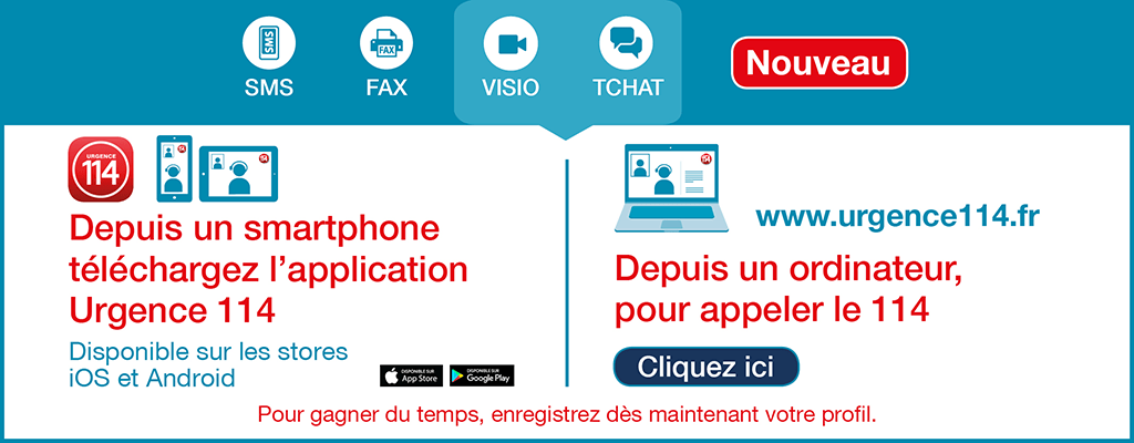 Nouveaux services : Téléchargez l'app Urgence 114 ou Appeler le 114 directement depuis www.urgence114.fr